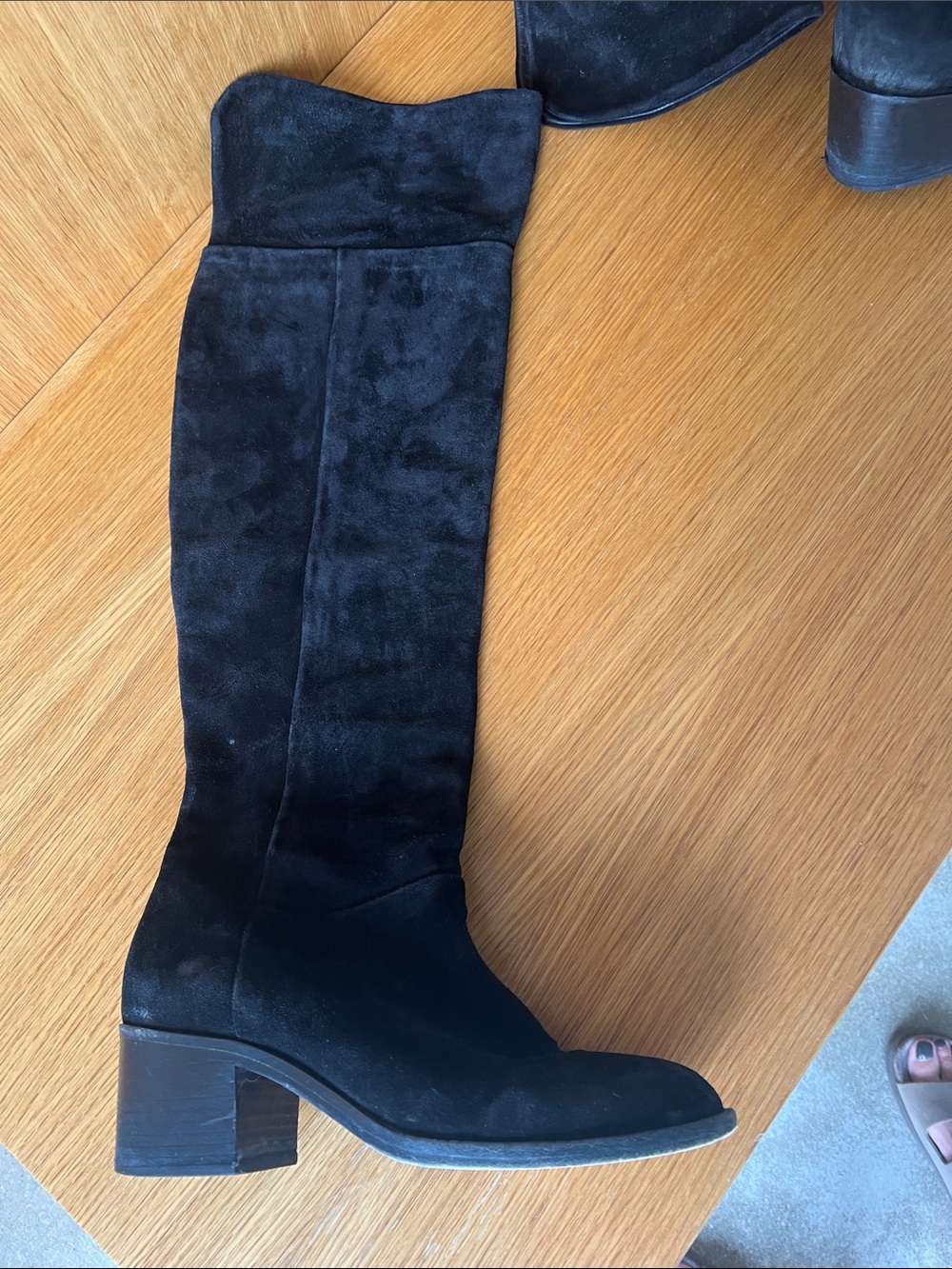 rag & bone Black Suede Knee-High Block Heel Boots